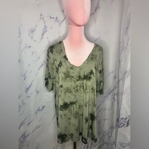 Old Navy Luxe Green Tie Dye short sleeve top Sz XL